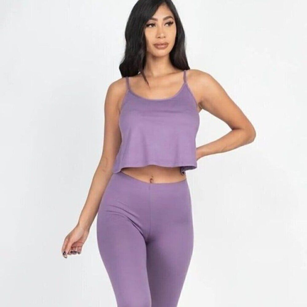 New Capella Purple Set of Leggings & Cami Top